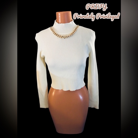 privy Tops - PRIVY•PRIVATELY PRIVILEGED•NWT•CROPPED•GOLD CHAIN ACCENT•LONG SLEEVE